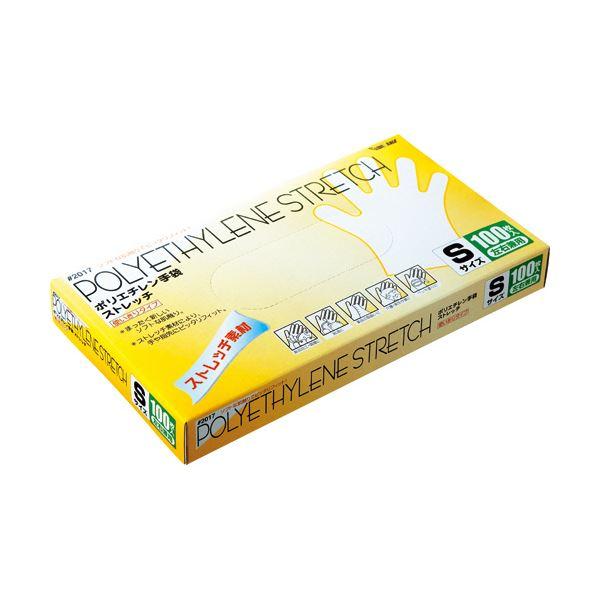 (まとめ) 川西工業ポリエチレン手袋 ストレッチ S 2017S 1箱(100枚) 〔×5セット〕