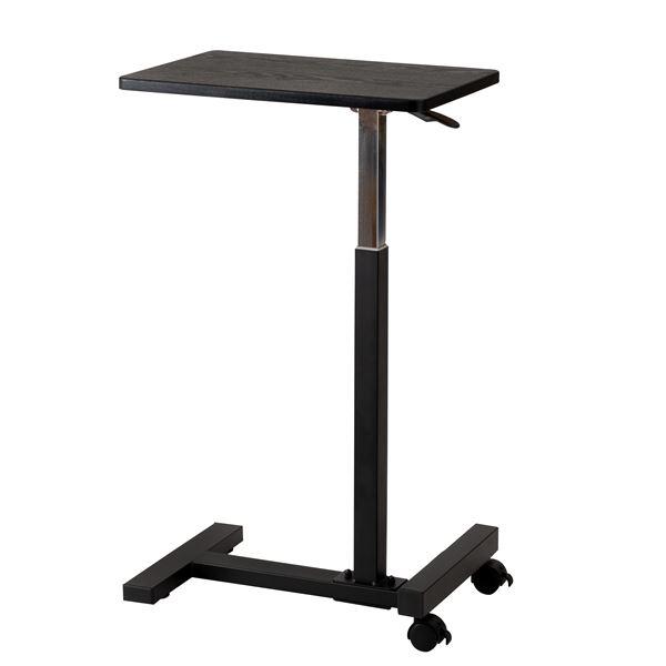 昇降 サイドテーブル 約幅48×奥行30×高さ60-95cm ブラック キャスター付き 作業テーブル...