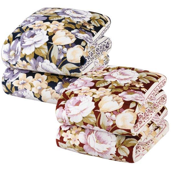 吸湿発熱機能付3層構造毛布布団4枚組(ネイビー×2 ワイン×2)