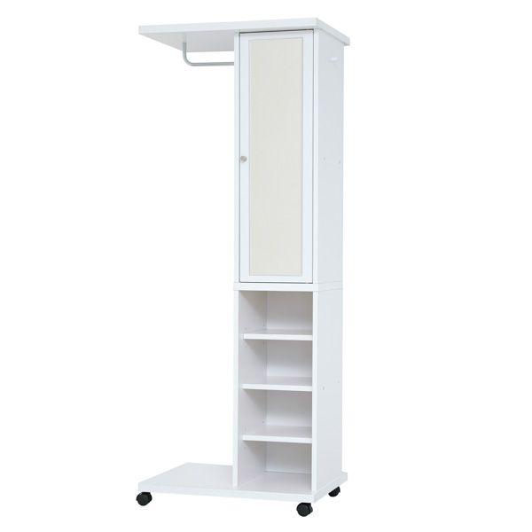 ミラー付ハンガーラック ホワイト 組立式