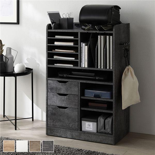 コンセント付きランドセル収納ラック 約幅64.5×奥行40×高さ100cm ストーングレー 引き出し...