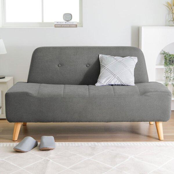 座面ゆったりベンチソファ チャコールグレー 組立品