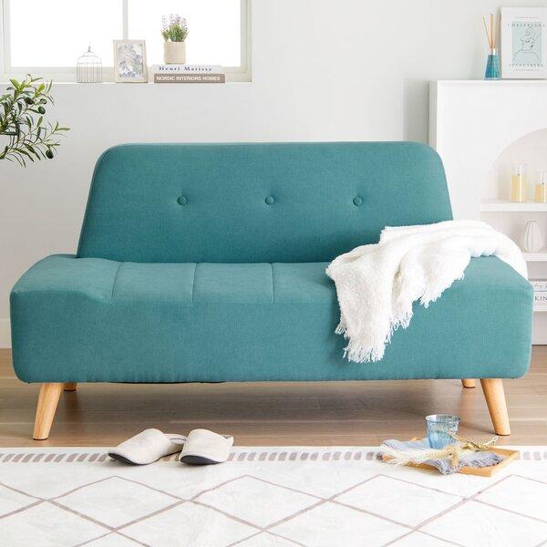 座面ゆったりベンチソファ ターコイズブルー 組立品