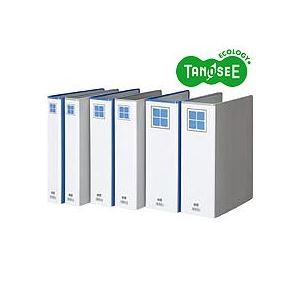 (まとめ)TANOSEE 両開きパイプ式ファイルE A4タテ 80mmとじ 青 10冊