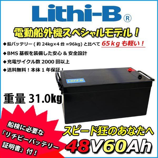 リチビー(Lithi-B) リチウムバッテリー 48V60Ah LiFePO4 (リン酸鉄リチウムイ...