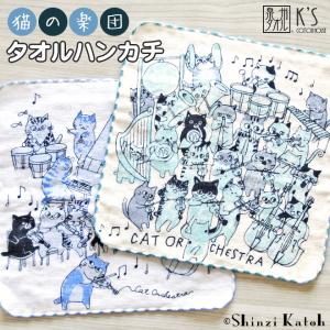 泉州タオル タオルハンカチ 音楽 楽器 猫 ねこ 日本製 綿100