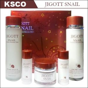 JIGOTT ジゴット Snail Moisture Skin Care Set カタツムリ モイスチャー スキンケア エスカルゴ 化粧水+乳液+クリーム+お試し２点付き=全て5点