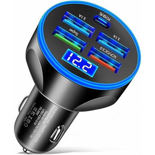 5ポート車載充電器 USB-C &amp; USB【66W 5ポート】カーチャージャー シガーソケット  軽...