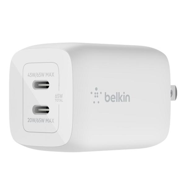 Belkin（ベルキン） USB-C 2ポートPD65W 小型GaN急速充電器折畳式プラグ WCH0...