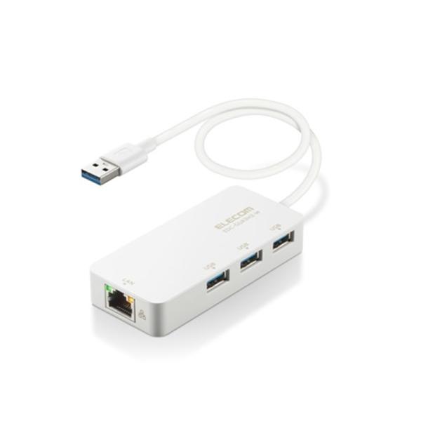 エレコム LANアダプター 有線 タイプA Giga USBハブ付 EDC-GUA3H2-W