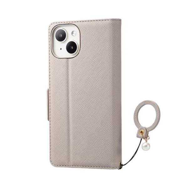 エレコム iPhone 15 ソフトレザーケース 手帳型 磁石付 リング付 &amp;me PM-A23AP...