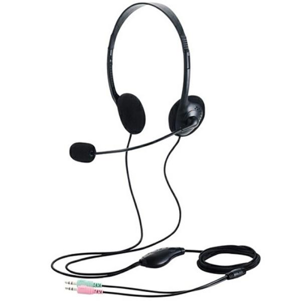 エレコム 両耳小型有線オーバーヘッドセット φ3.5mm3極ミニプラグ×2 HS-HP14SBK