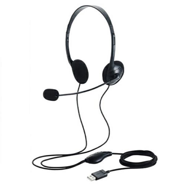 エレコム 両耳小型有線オーバーヘッドセット USB-Aプラグ HS-HP14SUBK