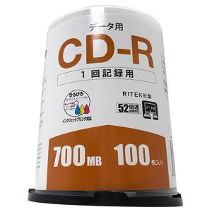 RITEK社製 データ用ＣＤ−Ｒ　５２倍速　１００枚　スピンドル RM-CD700R100SD｜ksdenki