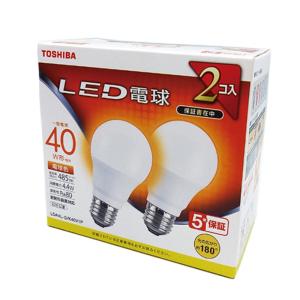 東芝（TOSHIBA） LED電球　電球色　２個入り LDA4L-G/K40V1P｜ksdenki