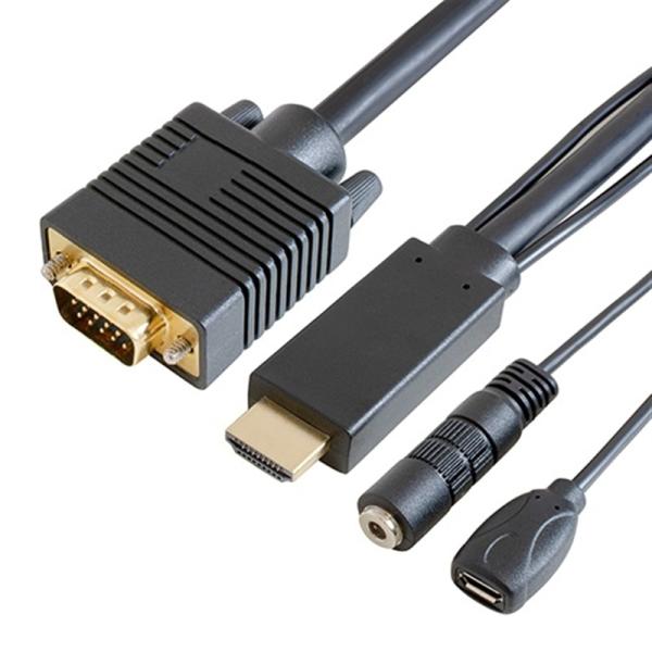 GOPPA HDMI→VGAケーブル　1m(φ3.5・microBポート搭載) GP-HDV15K-...