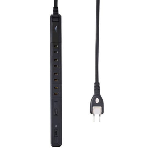 ELPA コード付きスリム回転タップ　4個口　USBポート A×1、C×1　2m　雷ガード WB-R...