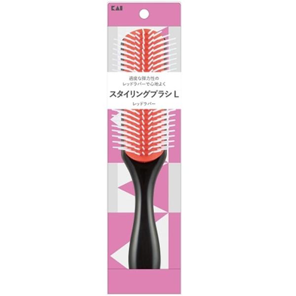 貝印 スタイリングブラシＬ　レッドラバー HL0002