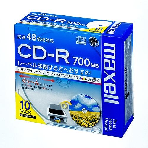 maxell（マクセル） データ用ＣＤ−Ｒ　ワイドプリンターブル CDR700S.WP.S1P10S