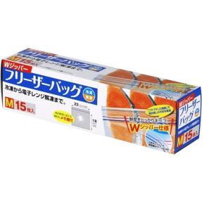 大和物産 Ｗジッパーフリーザーバッグ　Ｍ　１５枚入 Wジッパーフリーザーバッグ M 15マイ