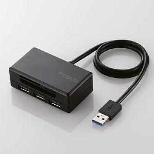 エレコム メモリリーダライタ／ＵＳＢ３．０ハブ付 MR3-H009BK