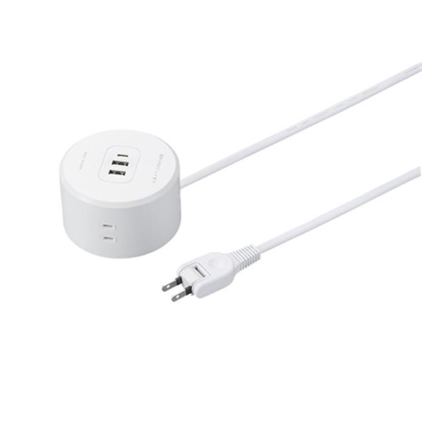 ヤザワコーポレーション 丸型タップ 4個口 PD20W 0.5m H47005PD20WH