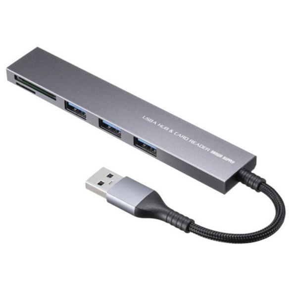 サンワサプライ USB 5Gbps 3ポート スリム ハブ（カードリーダー付き・USB A接続） U...