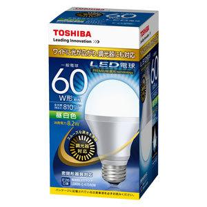 東芝（TOSHIBA） ＬＥＤ電球一般電球形６０Ｗ広配光調光対応 LDA8N-G-K/D/60W