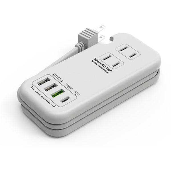 磁気研究所 コード付きタップ　３個口　０．２７ｍ　４ＵＳＢ HDUTC2U3PWH