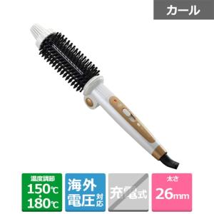 クレイツ 折畳式ロールブラシヘアアイロン（２６ｍｍ）海外電圧対応 RCIR-G26FP｜ksdenki