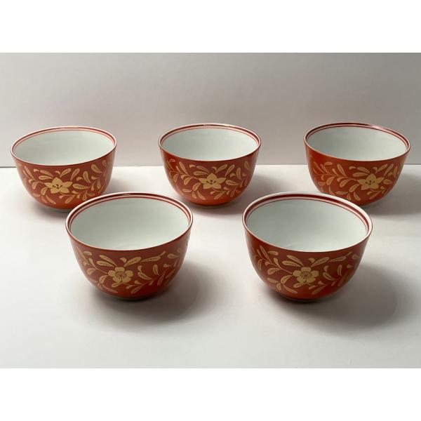 未使用品 木箱入　たち吉　金糸工彩　湯呑茶碗　５客セット