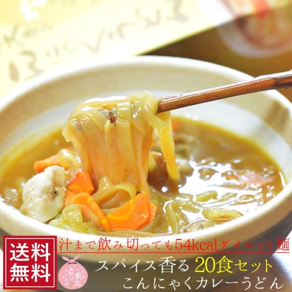 こんにゃく 麺 こんにゃくうどん 20食 セット カレースープ付 ダイエット こんにゃく麺 蒟蒻 コ...