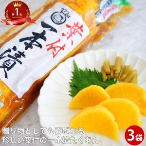 たくあん漬 葉付一本×3本 国産 大根 漬け物 たくあん漬 ギフト たくわん プレゼント 漬物 だいこん 葉付き 大根 葉付き大根 送料無料 お取り寄せ