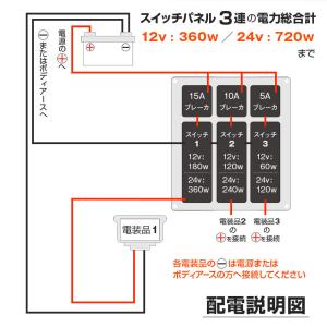 船舶用スイッチ 3連 スイッチパネル 12v ...の詳細画像3
