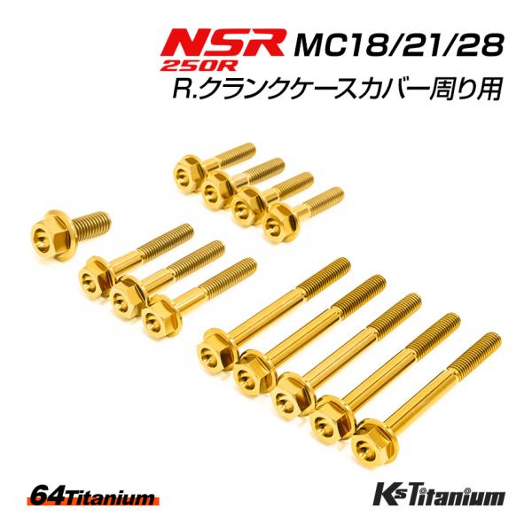 NSR250 R. クランクケースカバー周り チタンボルト 13本セット ゴールド MC18 MC2...