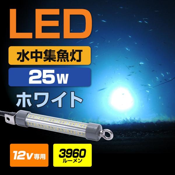水中集魚灯 ホワイト LED 12v専用 25w イカ釣り アジ メバル タチウオ 夜釣り ライト ...