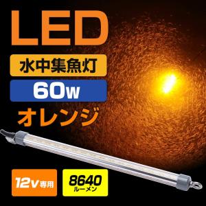 集魚灯 12v 専用 水中ライト シラスウナギ水中灯 オレンジ 60w ロングサイズ 水中集魚灯 LED 水中 投光器 イカ アジ 釣り しらすうなぎ道具｜ksgarage