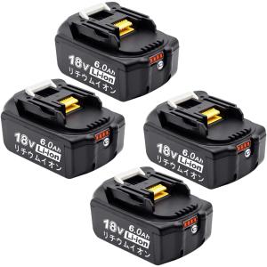 マキタ（makita） 互換 18V バッテリー BL1860B 互換 4個セット 6.0Ah