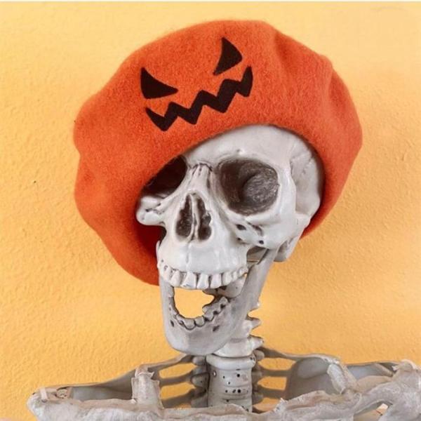 かぼちゃ帽子 ハロウィン ベレー帽 パンプキン 刺繍 帽子 カボチャ クラシック キャップ パーティ...