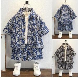 キッズ アロハシャツ Tシャツ 短パンツ 2点セット 花柄 半袖 子供服 男の子 シャツ リゾート ...