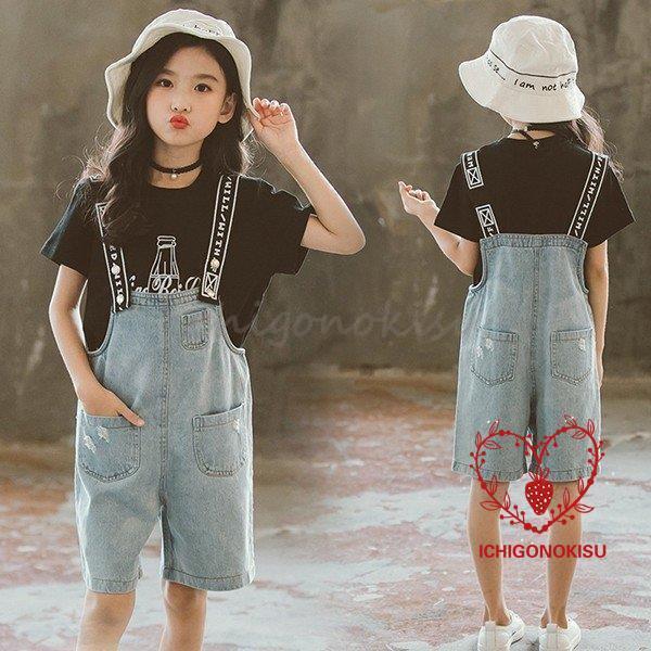 子供服 セットアップ 夏 韓国子供服 女の子 ジュニア キッズ 上下セット 2点セット 半袖 Tシャ...