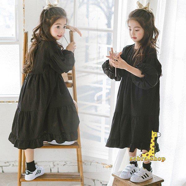 2019子供服 ワンピース キッズ 女の子 秋着 長袖 シャツワンピース 子供ドレス dress 韓...