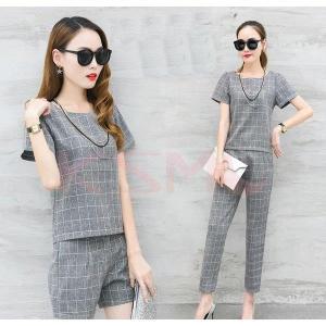 セットアップ　レディース　スーツ　上下セット　女子　オールインワン　チェック柄　トップス　パンツ　入学式　通勤　通学　フォーマル