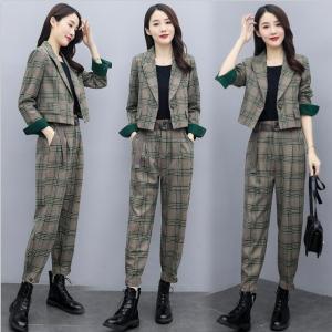 セットアップ レディース フォーマル 2点セット パンツスーツ チェック 上下セット 大きいサイズ きれいめ おしゃれ 通勤 OL 入学式 卒業式 春 秋 30代 40代