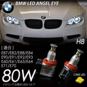 BMW 80W イカリング 交換バルブ H8 CREE LED  E87 E82 E88 E90 E91 E92 E93 E84 E60 E61 E63 E64 E71 E70