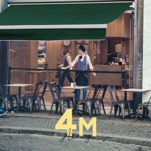 オーニングテント 日よけ 雨よけ 伸縮 幅3m×張出2m 青白 ストライプ