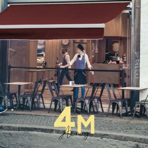 オーニングテント 4M 張出 2.5m 巻き取り式 防水 格納式 手動 白フレーム ワインレッド 赤 日よけ サンシェード