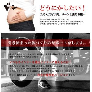 加圧シャツ メンズ 長袖 丸首 ブラック ホワ...の詳細画像1