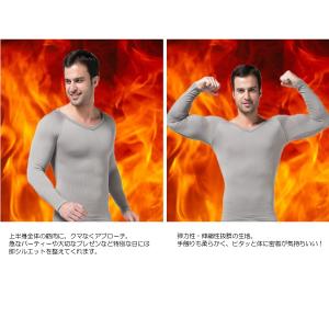 加圧シャツ メンズ 長袖 Vネック ブラック ...の詳細画像5
