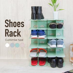 シューズラック 省 スペース 収納 スリム おしゃれ 薄型 6足 6段 靴箱 下駄箱 スタッキング 連結 玄関 オフィス インテリア ラック